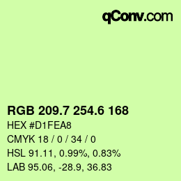 カラーコード: RGB 209.7 254.6 168 | qconv.com