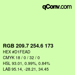 カラーコード: RGB 209.7 254.6 173 | qconv.com