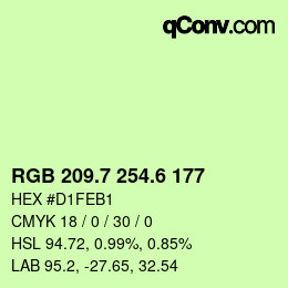 カラーコード: RGB 209.7 254.6 177 | qconv.com