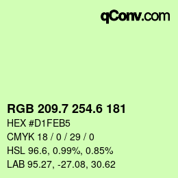カラーコード: RGB 209.7 254.6 181 | qconv.com