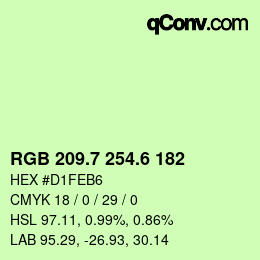 カラーコード: RGB 209.7 254.6 182 | qconv.com