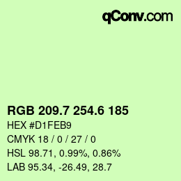 カラーコード: RGB 209.7 254.6 185 | qconv.com