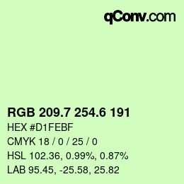 カラーコード: RGB 209.7 254.6 191 | qconv.com