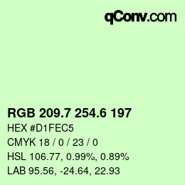 カラーコード: RGB 209.7 254.6 197 | qconv.com
