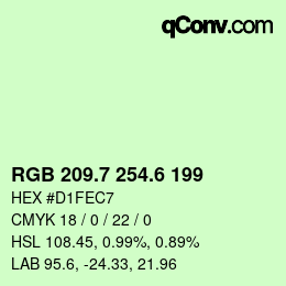 カラーコード: RGB 209.7 254.6 199 | qconv.com