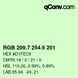 カラーコード: RGB 209.7 254.6 201 | qconv.com