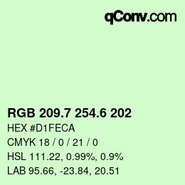 カラーコード: RGB 209.7 254.6 202 | qconv.com