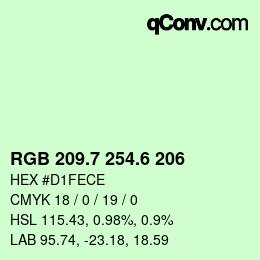 カラーコード: RGB 209.7 254.6 206 | qconv.com