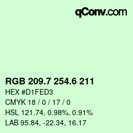 カラーコード: RGB 209.7 254.6 211 | qconv.com