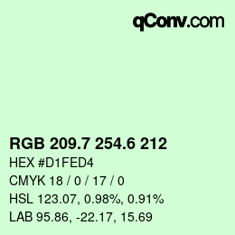 カラーコード: RGB 209.7 254.6 212 | qconv.com