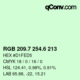 カラーコード: RGB 209.7 254.6 213 | qconv.com