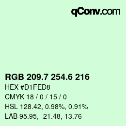 カラーコード: RGB 209.7 254.6 216 | qconv.com