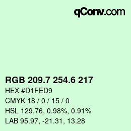 カラーコード: RGB 209.7 254.6 217 | qconv.com