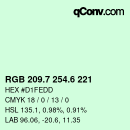 カラーコード: RGB 209.7 254.6 221 | qconv.com