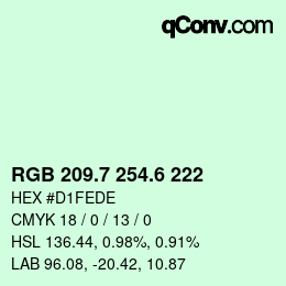 カラーコード: RGB 209.7 254.6 222 | qconv.com