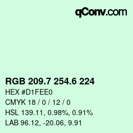 カラーコード: RGB 209.7 254.6 224 | qconv.com