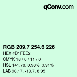 カラーコード: RGB 209.7 254.6 226 | qconv.com