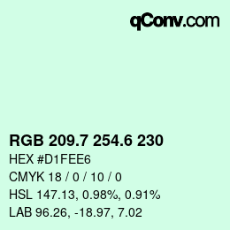 カラーコード: RGB 209.7 254.6 230 | qconv.com