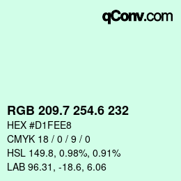 カラーコード: RGB 209.7 254.6 232 | qconv.com