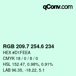 カラーコード: RGB 209.7 254.6 234 | qconv.com