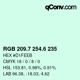 カラーコード: RGB 209.7 254.6 235 | qconv.com