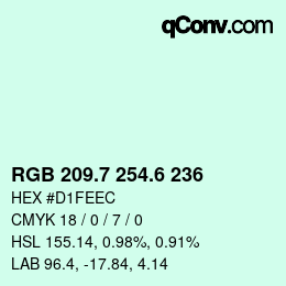 カラーコード: RGB 209.7 254.6 236 | qconv.com