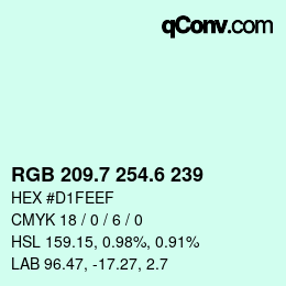 カラーコード: RGB 209.7 254.6 239 | qconv.com