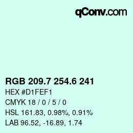 カラーコード: RGB 209.7 254.6 241 | qconv.com
