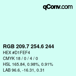 カラーコード: RGB 209.7 254.6 244 | qconv.com