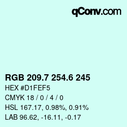 カラーコード: RGB 209.7 254.6 245 | qconv.com
