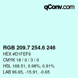 カラーコード: RGB 209.7 254.6 246 | qconv.com