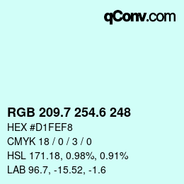 カラーコード: RGB 209.7 254.6 248 | qconv.com