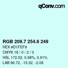 カラーコード: RGB 209.7 254.6 249 | qconv.com