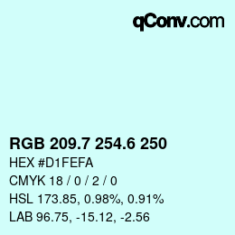 カラーコード: RGB 209.7 254.6 250 | qconv.com
