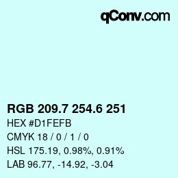 カラーコード: RGB 209.7 254.6 251 | qconv.com