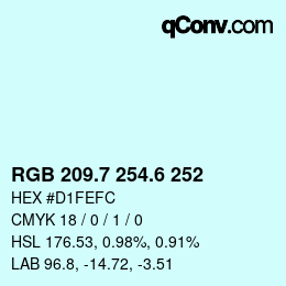 カラーコード: RGB 209.7 254.6 252 | qconv.com