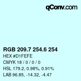 カラーコード: RGB 209.7 254.6 254 | qconv.com