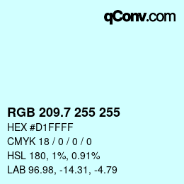 カラーコード: RGB 209.7 255 255 | qconv.com