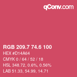カラーコード: RGB 209.7 74.6 100 | qconv.com