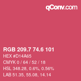 カラーコード: RGB 209.7 74.6 101 | qconv.com