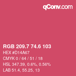 カラーコード: RGB 209.7 74.6 103 | qconv.com