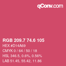 カラーコード: RGB 209.7 74.6 105 | qconv.com