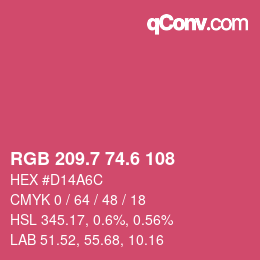 カラーコード: RGB 209.7 74.6 108 | qconv.com