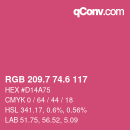 カラーコード: RGB 209.7 74.6 117 | qconv.com