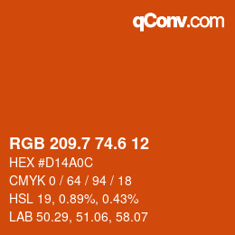 カラーコード: RGB 209.7 74.6 12 | qconv.com