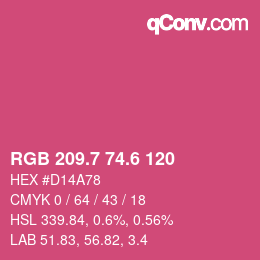 カラーコード: RGB 209.7 74.6 120 | qconv.com