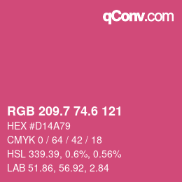 カラーコード: RGB 209.7 74.6 121 | qconv.com