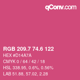 カラーコード: RGB 209.7 74.6 122 | qconv.com