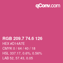 カラーコード: RGB 209.7 74.6 126 | qconv.com