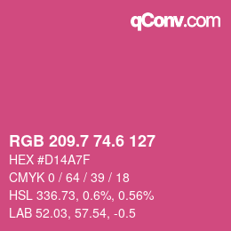 カラーコード: RGB 209.7 74.6 127 | qconv.com